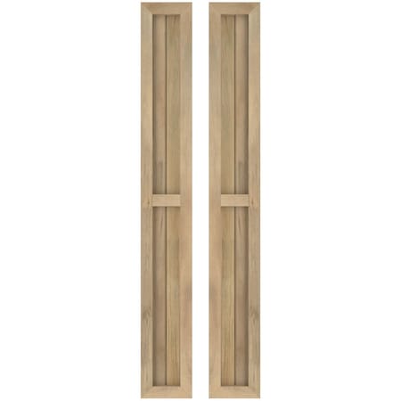 Americraft 2-Board Exterior Wood 2 Equal Panel Framed Board-n-Batten Shutters, ARW101BF207X61UNH